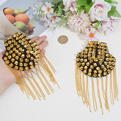 Vintage Iron Tassel Epaulette AJEW-CY0002-76G-1