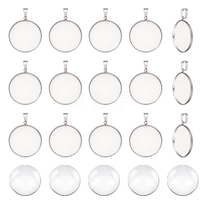 30Pcs 304 Stainless Steel Pendant Cabonchon Settings FIND-UN0001-80-1