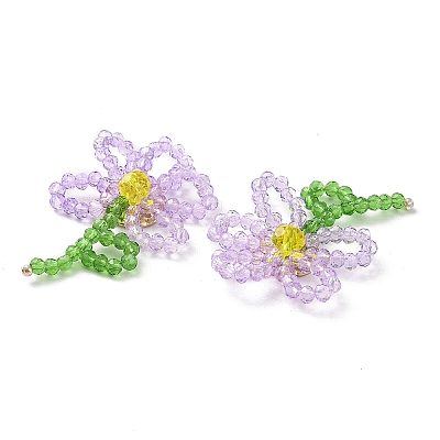 Handmade Glass Beaded Woven Cabochons GLAA-C028-01E-1