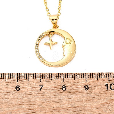 Brass Micro Pave Clear Cubic Zirconia Pendant Necklaces NJEW-S438-05B-G-1