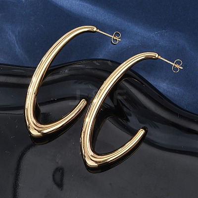 J-Shaped 304 Stainless Steel Stud Earrings LS-EJEW-A125-19G-1