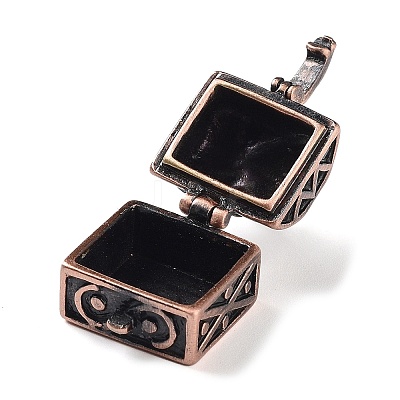 Carved Cuboid Rack Plating Brass Prayer Box Pendants LS-KK-L101-16R-NF-1