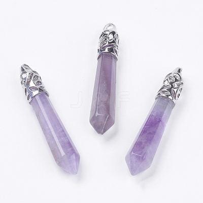 Natural Amethyst Pointed Pendants G-F228-07O-RS-1