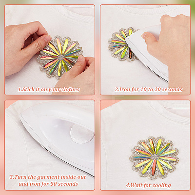 4Pcs 2 Styles Flower Hotfix Rhinestone (Hot Melt Adhesive On The Back) DIY-HY0001-89-1