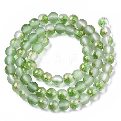 Frosted Spray Painted Glass Beads Strands GLAA-N035-03B-C02-1