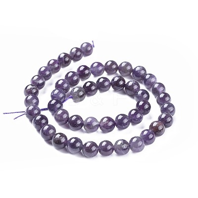 Natural Amethyst Round Bead Strands G-I168-08-8mm-1