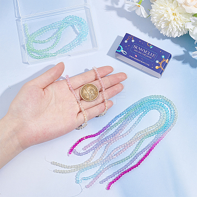 10 Strands 5 Styles Transparent Gradient Color Glass Beads Strands GLAA-SC0002-03-1