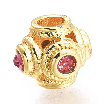 Brass Micro Pave Cubic Zirconia Beads KK-P187-18-G-1