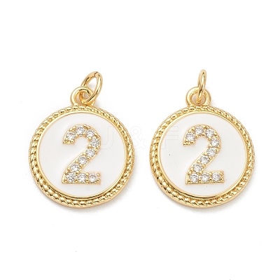Brass Micro Pave Clear Cubic Zirconia Charms ZIRC-J040-44G-02-1