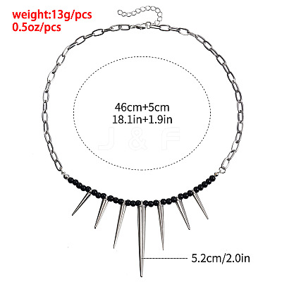 Punk Alloy Thorn Glass Beaded Choker Necklaces for Women WGE9FD8-01-1