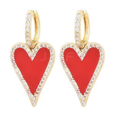 Valentine's Day Heart Brass Micro Pave Clear Cubic Zirconia Hoop Earrings EJEW-Z164-10G-01-1