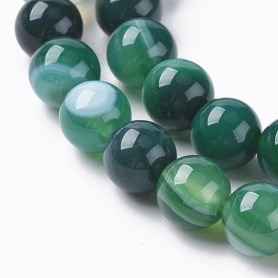 Natural Striped Agate/Banded Agate Beads X1-G-G582-8mm-58-1