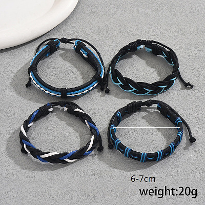 Bohemian Style Handmade PU Leather Adjustable Bracelet Sets FL7355-2-1