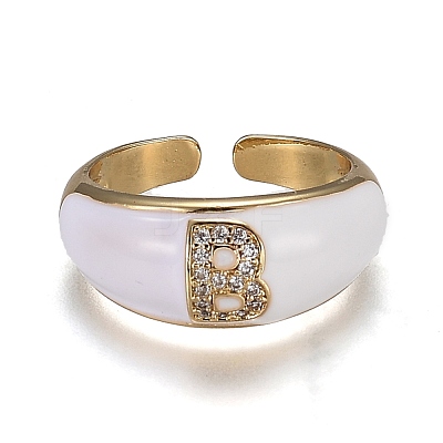 Brass Micro Pave Clear Cubic Zirconia Cuff Rings RJEW-H538-03G-B-1
