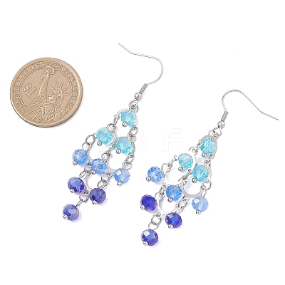 Rhombus Glass Beads Dangle Earrings EJEW-TA00790-1