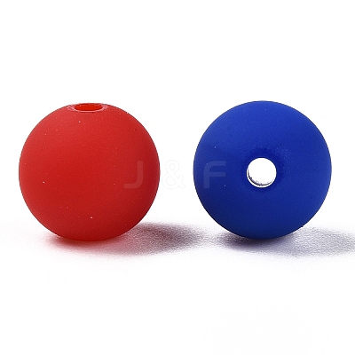 Rubberized Style Imitated Silicone Acrylic Beads MACR-T048-01B-06-1