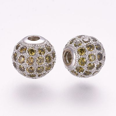 Brass Micro Pave Cubic Zirconia Beads ZIRC-F054-15P-02-1