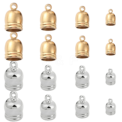 48Pcs 8 Styles Brass Cord Ends KK-SC0003-69-1