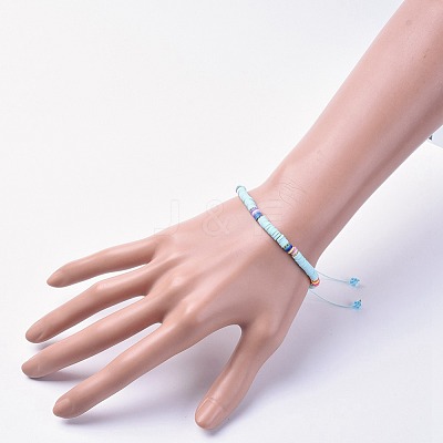 Adjustable Handmade Polymer Clay Braided Bead Bracelets BJEW-JB04640-M-1