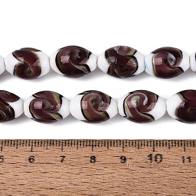 Handmade Gold Sand Lampwork Beads Strands LAMP-Q041-09E-1