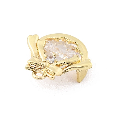 Brass Micro Pave Clear Cubic Zirconia Pendants KK-K371-30G-1