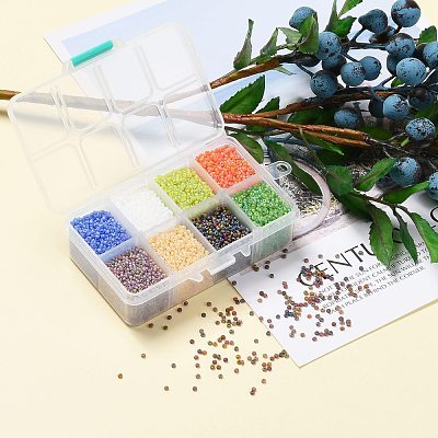 FGB 200G 8 Colors 12/0 Grade A Round Glass Seed Beads SEED-JP0010-04-2mm-1