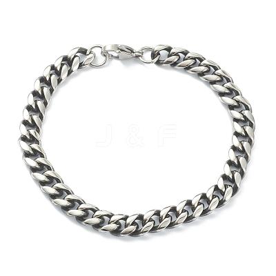 Tarnish Resistant Men's 304 Stainless Steel Cuban Link Chain Bracelets STAS-A051-04B-1