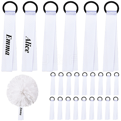 24Pcs Polyester Cheerleader Pom Poms Labels Ribbon FIND-CN0002-33B-1