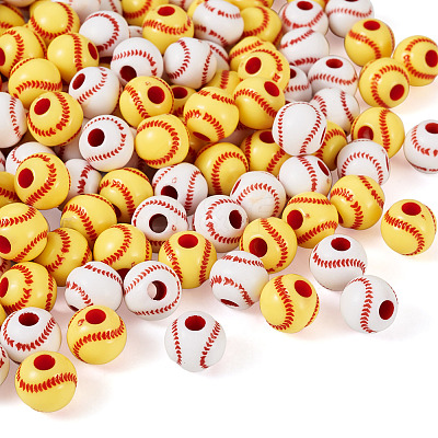200Pcs 2 Colors Opaque Acrylic Round Beads SACR-BY0001-02-1
