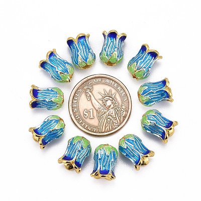 5-Petal Rack Plating Brass Enamel Bead Cap LS-X-KK-P024-13-RS-1