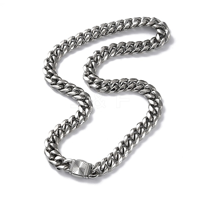 Non-Tarnish 304 Stainless Steel Cuban Link Chain Necklaces NJEW-P288-26P-1