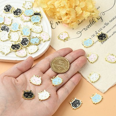 40Pcs 4 Colors Alloy Enamel Pendants ENAM-CJ0004-16-1