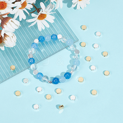 80Pcs 2 Colors Rack Plating Brass Beads KK-BBC0027-38-1