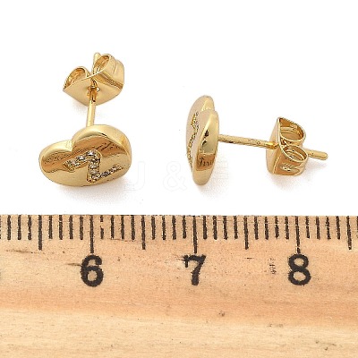 Rack Plating Brass Micro Pave Clear Cubic Zirconia Stud Earrings EJEW-K299-01G-Z-1
