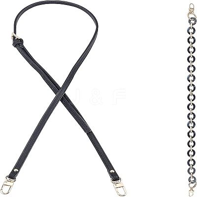 2Pcs 2 Style Adjustable Leather & Acrylic Cable Chain Bag Handles FIND-PH0005-19-1