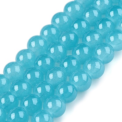 Baking Paint Imitation Jade Glass Round Bead Strands X-DGLA-Q021-6mm-07-1