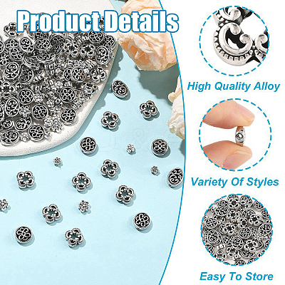 180Pcs 6 Styles Alloy Beads FIND-YW0010-61-1