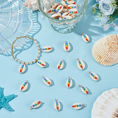 30Pcs Natural Cowrie Shell Pendants FIND-ME0002-51-1