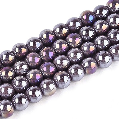 Electroplate Opaque Glass Beads Strands GLAA-T032-P6mm-AB15-1