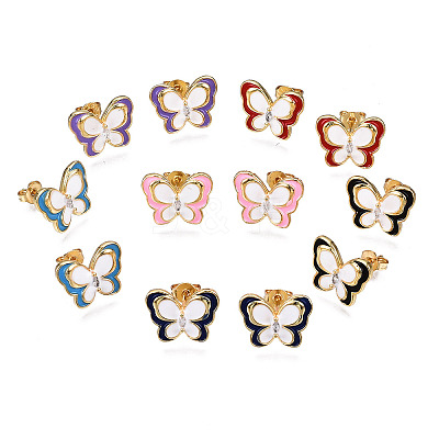 Brass Micro Pave Cubic Zirconia Stud Earrings EJEW-T014-51G-NF-1