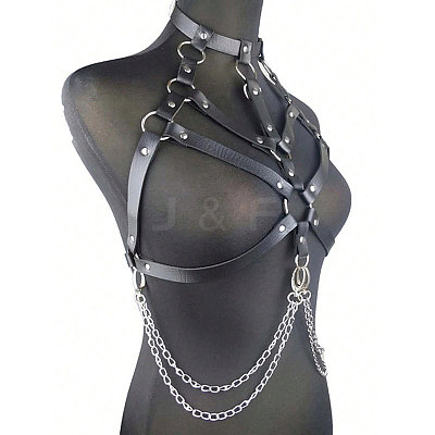 Black PU Leather Chest Harness Belts FS-WG16471-01-1
