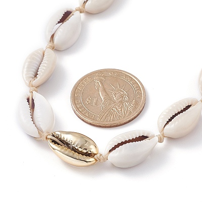 Natural Cowrie Shell Beads Beaded Necklaces X-NJEW-JN03744-02-1