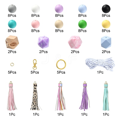 DIY Tassel & Silicone Beaded Keychain Making Kit DIY-YW0008-57-1