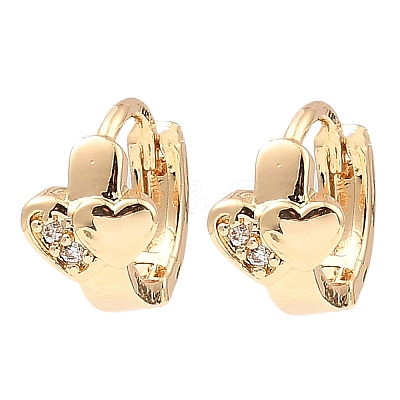 Brass Micro Pave Cubic Zirconia Hoop Earrings EJEW-D078-13KCG-1