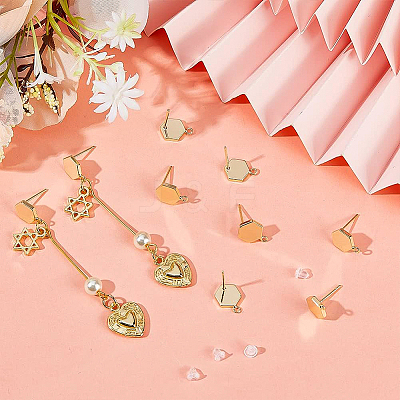 8 Pairs Brass Stud Earring Findings KK-BC0008-56-1