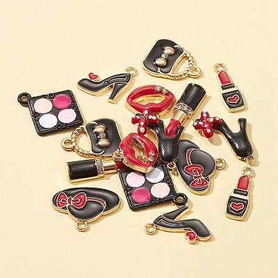 16Pcs 8 Style Rack Plating Alloy Enamel Pendants ENAM-FS0001-40-1