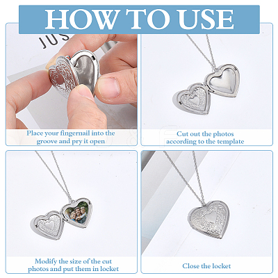 16Pcs 316 Stainless Steel Photo Locket Pendants STAS-ME0003-40-1