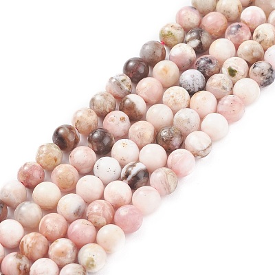 Round Natural Pink Opal Beads Strands G-K071-8mm-1