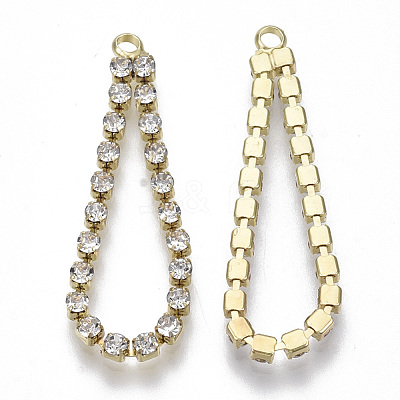 Brass Rhinestone Cup Chain Pendants KK-R129-07G-1