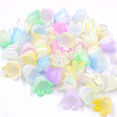 480Pcs 6 Colors Plastic Bead Caps FIND-SC0017-30-1